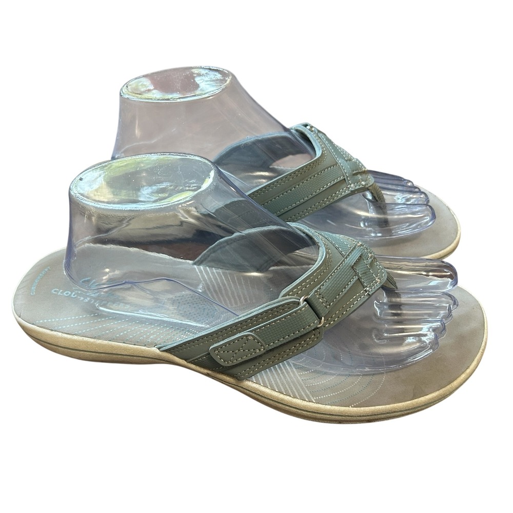 Clarks Cloudsteppers Women's Gray Adjustable Strap Flip Flop Sandals Size 10M